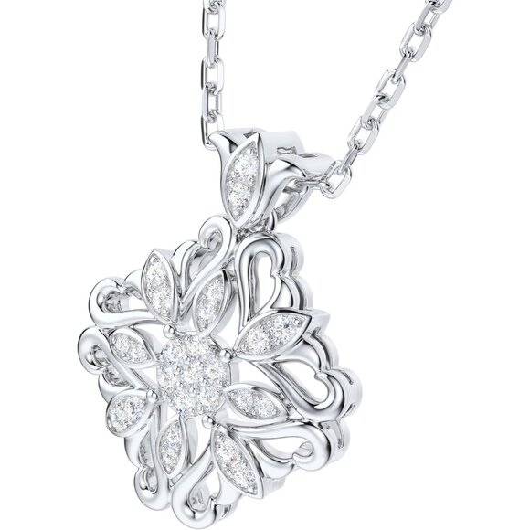 Sterling Silver Moissanite Vintage Clover Pendant Necklace 18-20in Gift for Wome - Picture 2 of 8